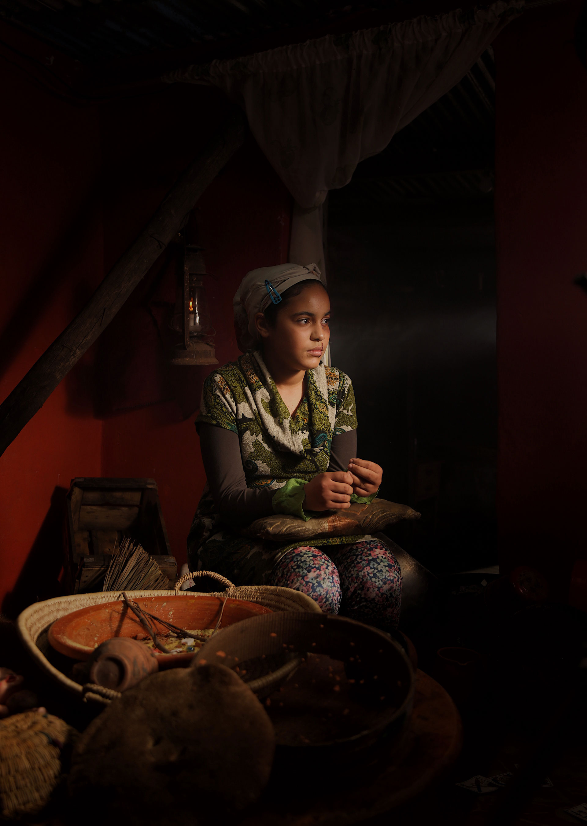 Cinematic Elegance: Captivating Moroccan Woman on Set