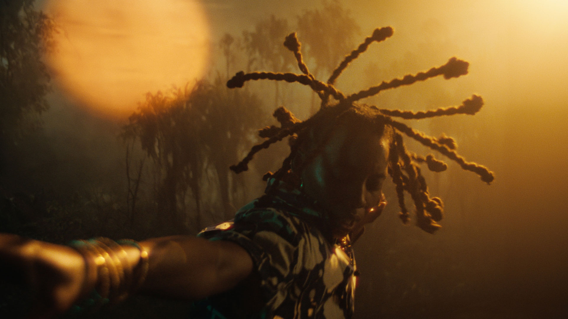 African Essence in Motion: Dancer with Sunset Studio Backdrop